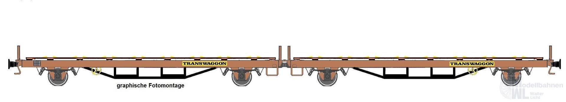 NPE NW52206 - Flachwagen Laas DBAG Ep.V/VI Transwagon mit Radvorleger TT 1:120